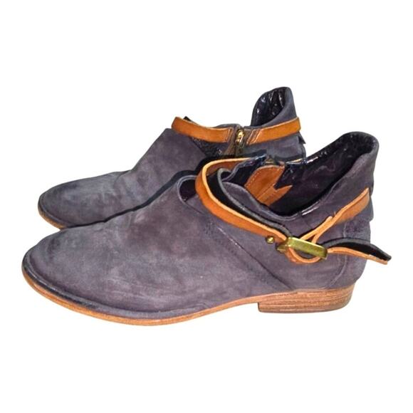 Free People X AS 98 Felix Flat Gray Leather Ankle Boot Size 37 Boho - Picture 5 of 13